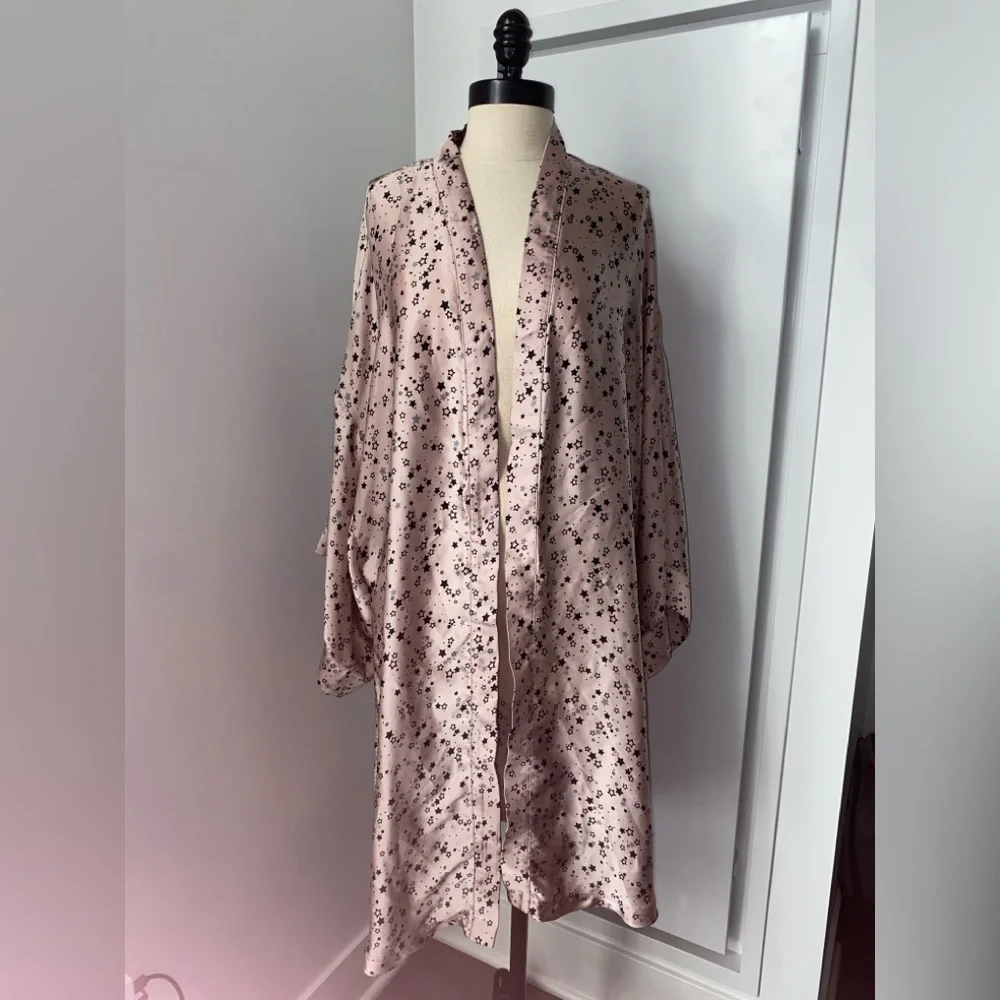 One Size Kimchi Blue Star Print Kimono Jacket in Pink 1255 - Picture 4 of 9
